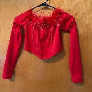 Shein Red Off Shoulder Crop Top